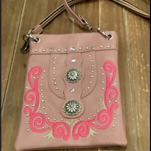 American Bling Pink Embellished Crossbody Bag